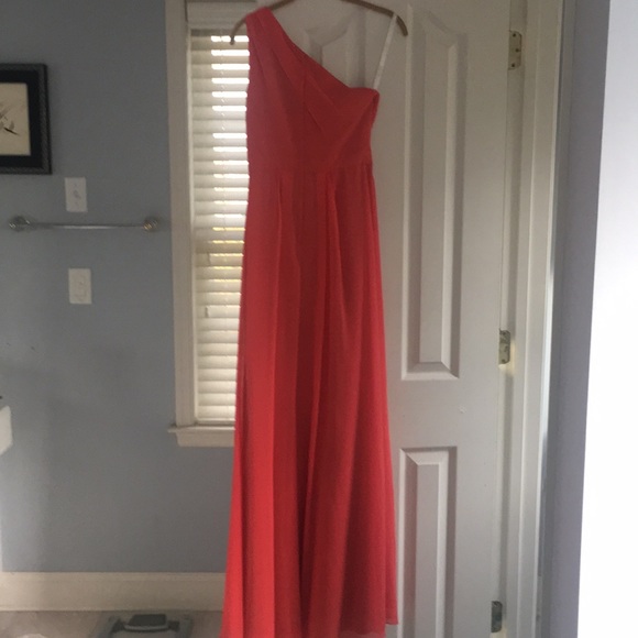 Long One Shoulder Crinkle Chiffon Dress - Picture 3 of 5